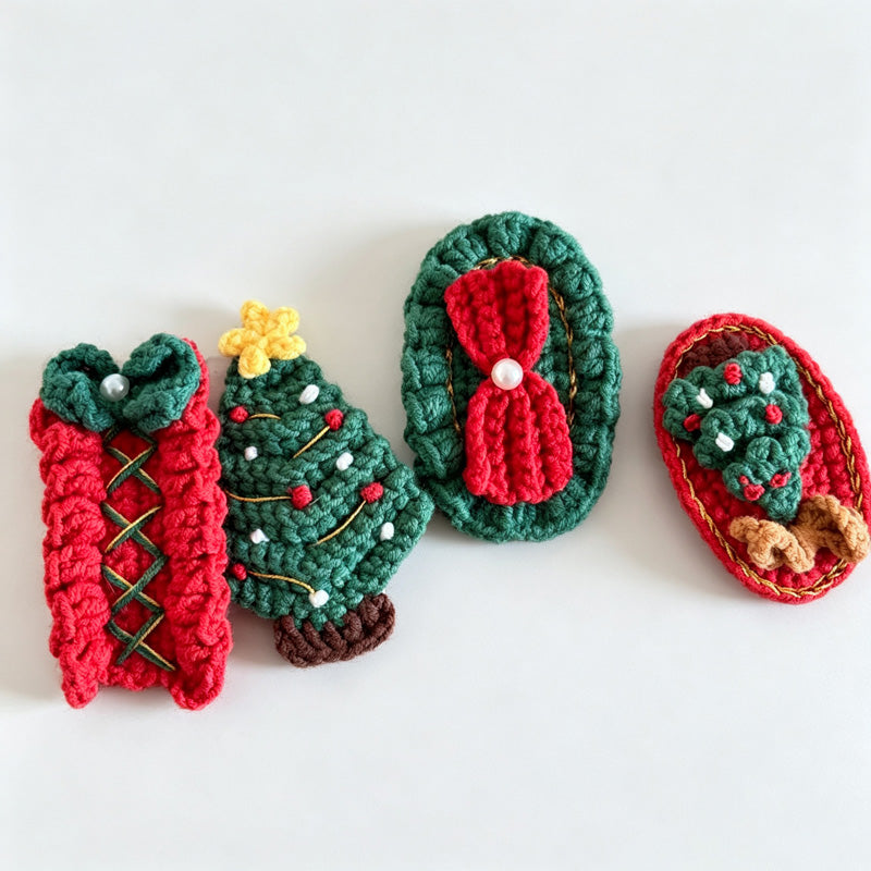 Crochet Christmas Tree Oval Hair Clip