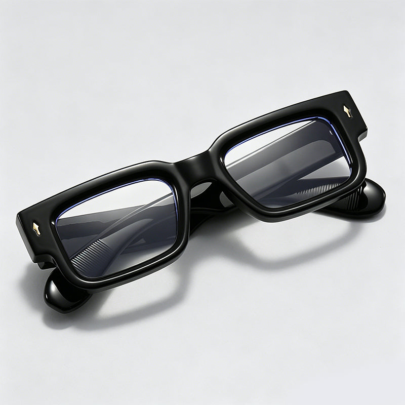 Thick Rectangle Vintage Rivet Decor Glasses
