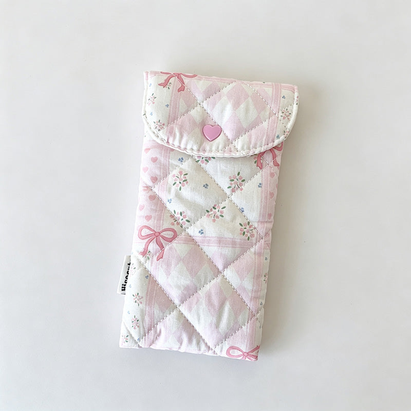 Quilted Floral Snap Button Pouch