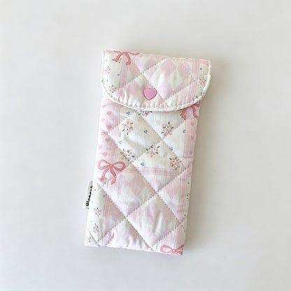 Quilted Floral Snap Button Pouch