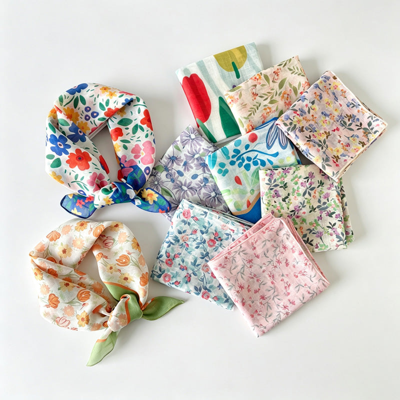 Square Print Floral Neck Head Bandana