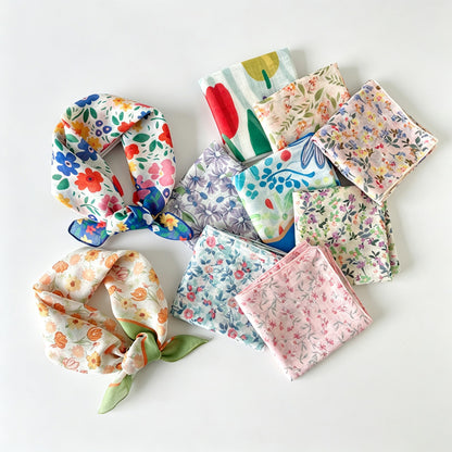 Square Print Floral Neck Head Bandana