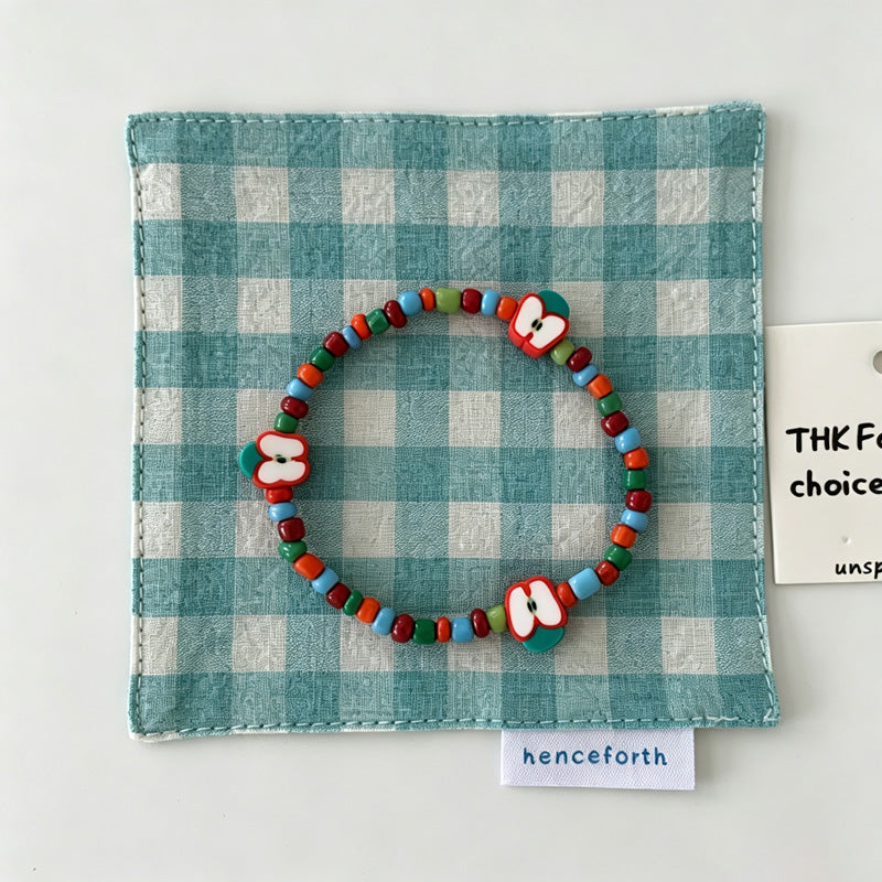 Apple Slice Beaded Bracelet & Ring