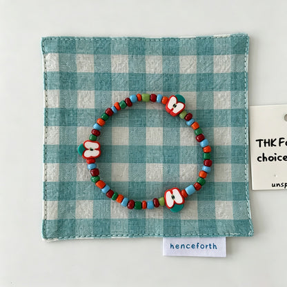 Apple Slice Beaded Bracelet & Ring