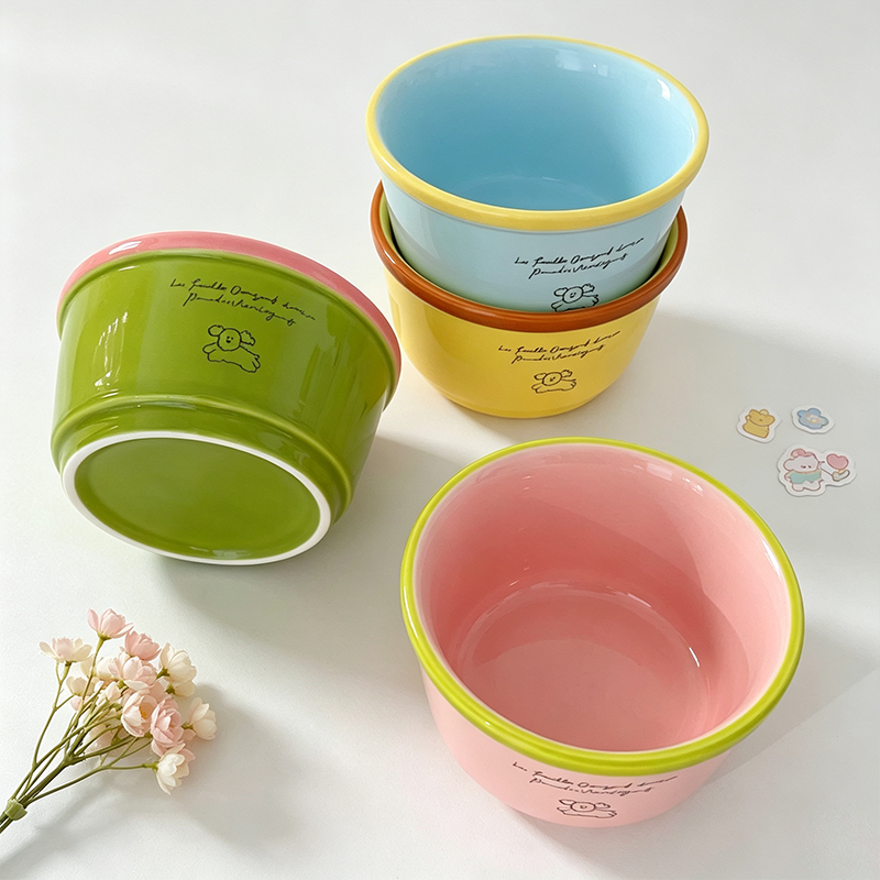Color Rim Ceramic Bowl