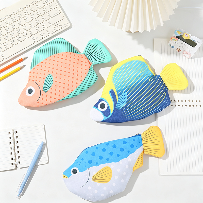 Fish‑Shaped Canvas Pencil Case