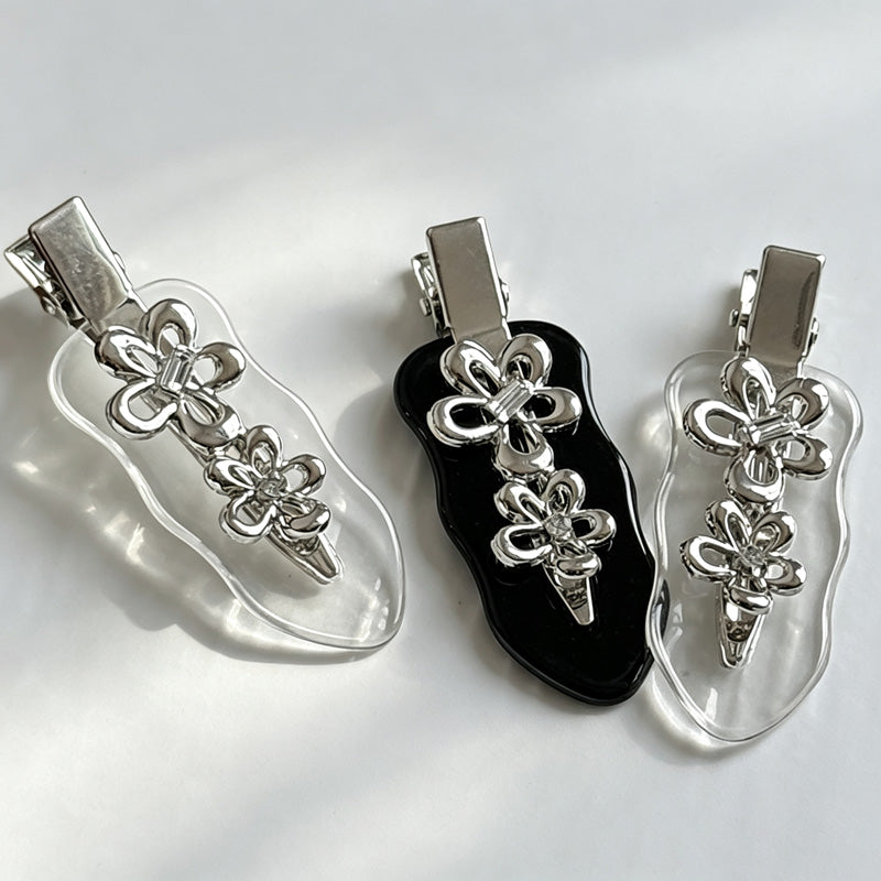 Metal Flower Alligator Hair Barrette