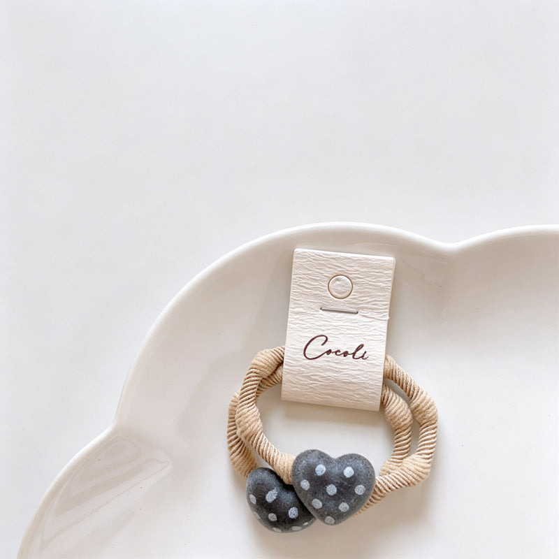 Polka Dot Heart Resin Hair Tie