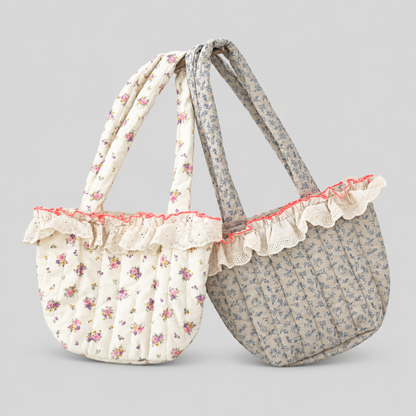Lace Quilted Floral Handle Bag