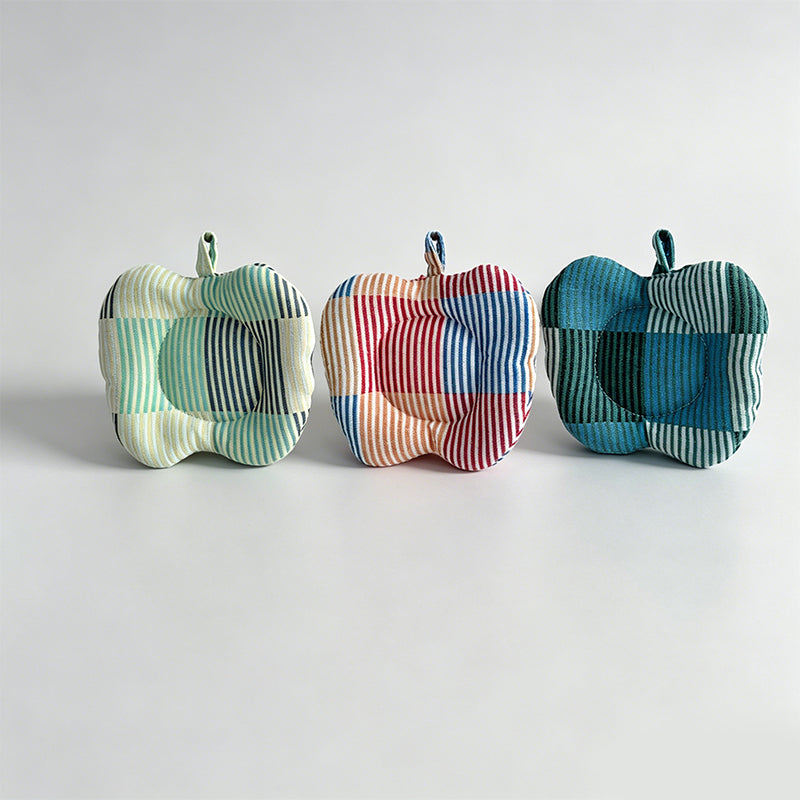 Apple Shaped Color Block Plaid Padded Fabric Coaster