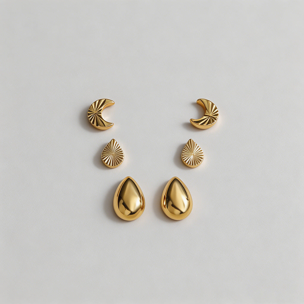 Gold Stud Earring Set - Shopdayla Wholesale - #8530