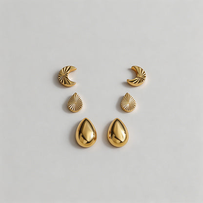 Gold Stud Earring Set - Shopdayla Wholesale - #8530