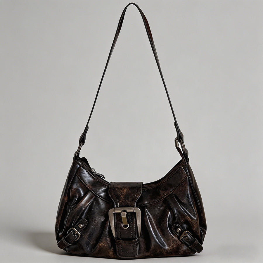 Vintage Washed Leather Hobo Sh - Shopdayla Wholesale - #4226
