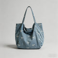 Denim Bow Print Tote Bag - Shopdayla Wholesale - #1794