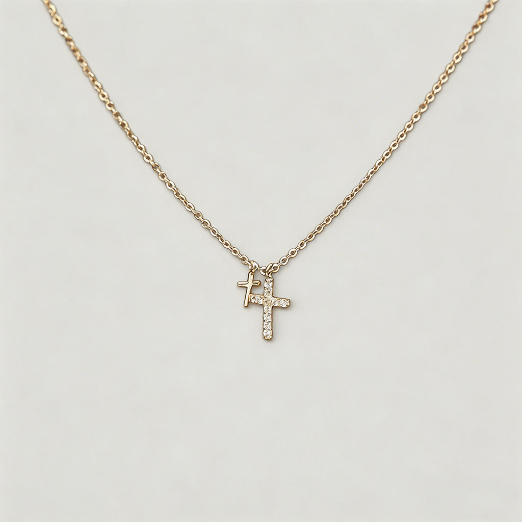 Double Cross Pendant Necklace - Shopdayla Wholesale - #2594
