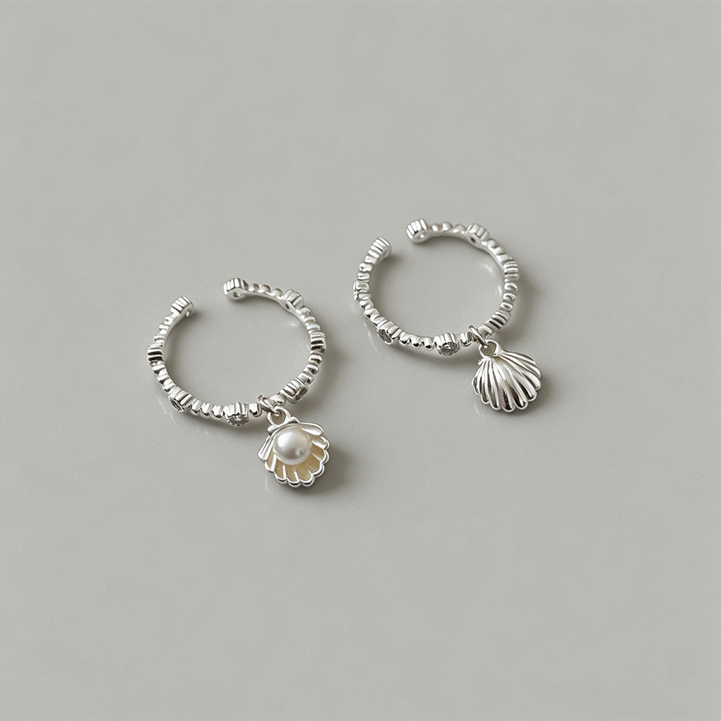 Silver Pearl Shell Open Cuff R - Shopdayla Wholesale - #7298