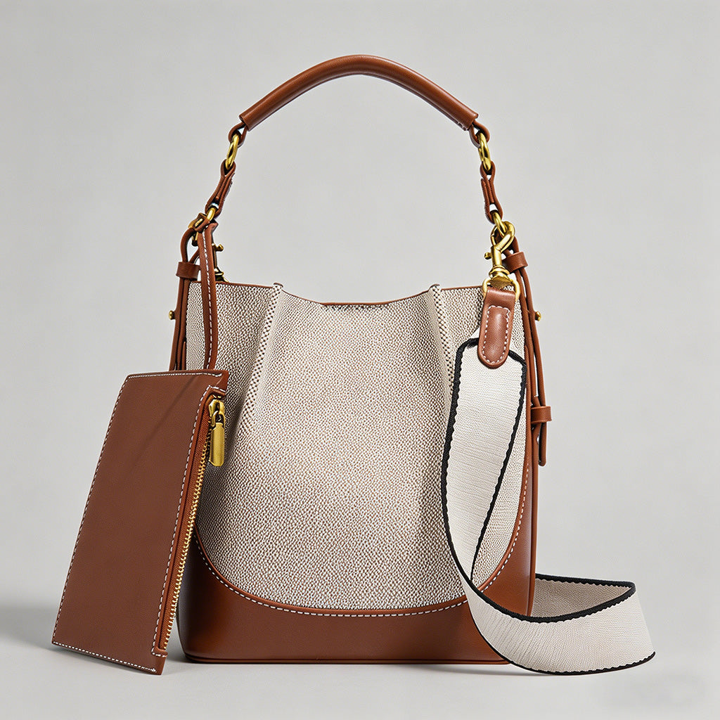 Canvas & Leather Bucket Crossb - Shopdayla Wholesale - #1906