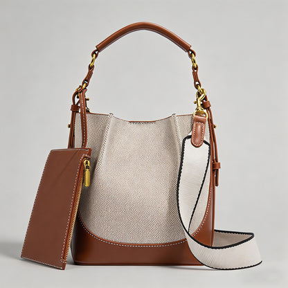 Canvas & Leather Bucket Crossb - Shopdayla Wholesale - #1906