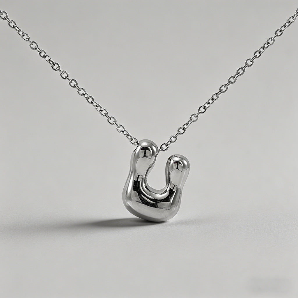 3D Bubble Letter Initial Neckl - Shopdayla Wholesale - #3714