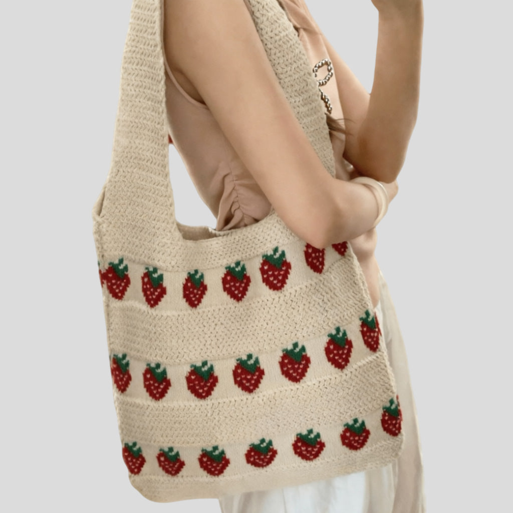 Strawberry Pattern Knitted Tot - Shopdayla Wholesale - #8274