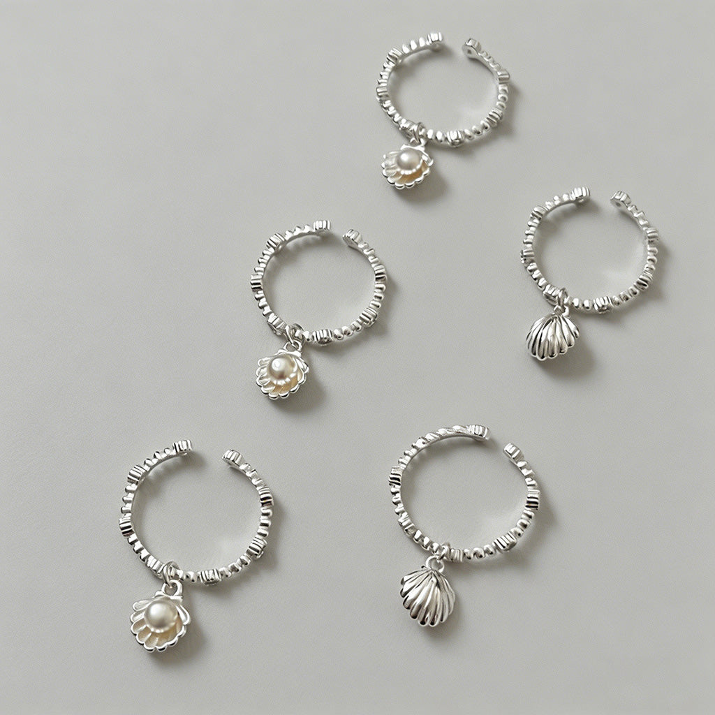 Silver Pearl Shell Open Cuff R - Shopdayla Wholesale - #4530
