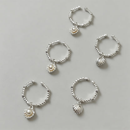 Silver Pearl Shell Open Cuff R - Shopdayla Wholesale - #4530