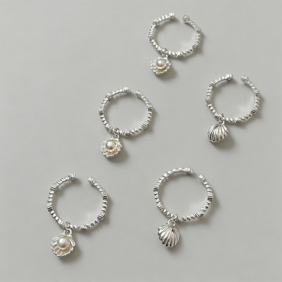 Silver Pearl Shell Open Cuff R - Shopdayla Wholesale - #4530