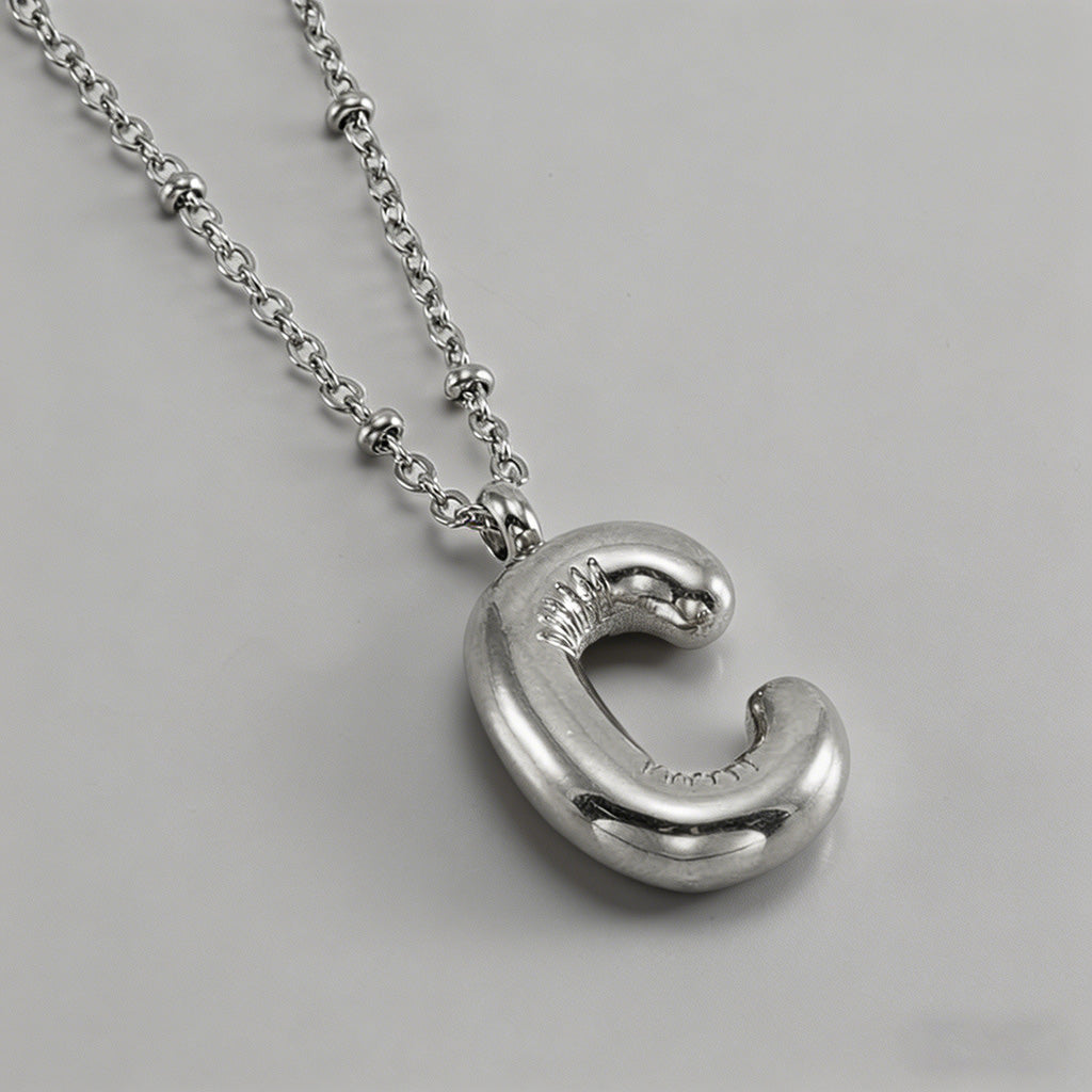 3D Bubble Letter Initial Neckl - Shopdayla Wholesale - #9746
