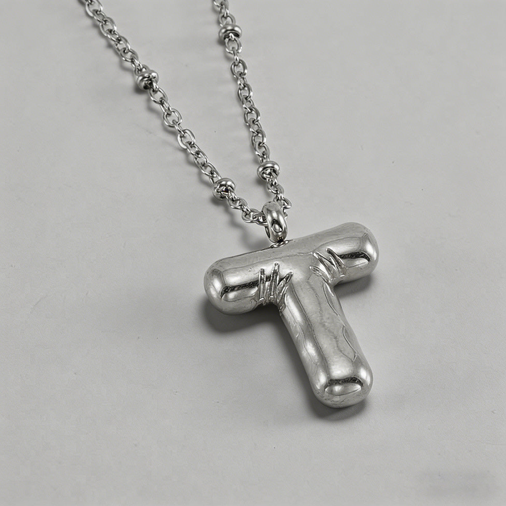 3D Bubble Letter Initial Neckl - Shopdayla Wholesale - #2690