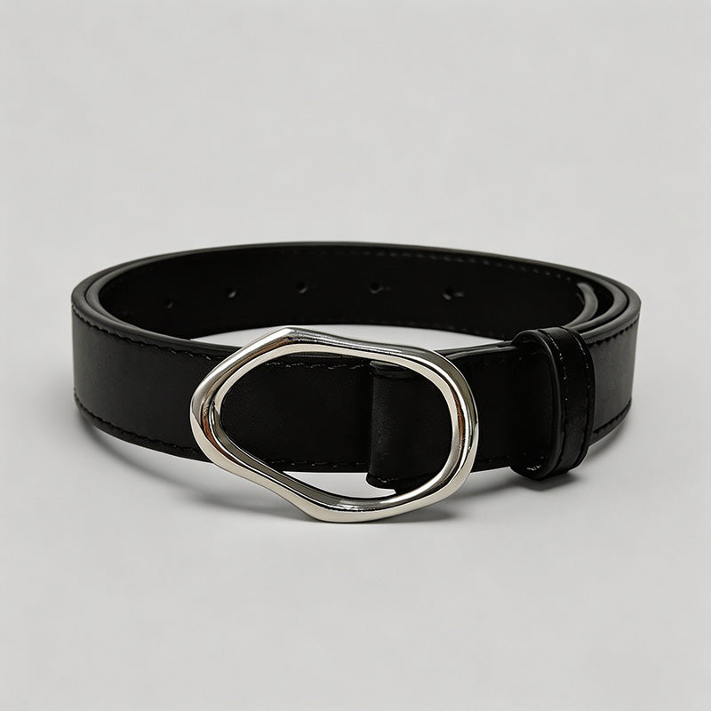 Irregular Metal Buckle PU Belt - Shopdayla Wholesale - #3922