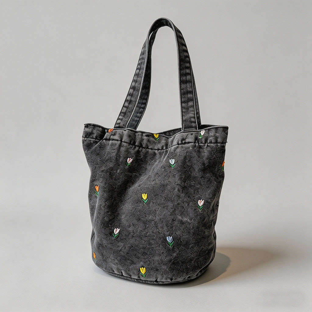 Floral Embroidered Denim Bucke - Shopdayla Wholesale - #5730