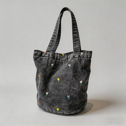 Floral Embroidered Denim Bucke - Shopdayla Wholesale - #5730