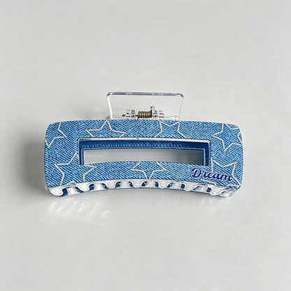 Blue Heart Print Hair Claw Clips