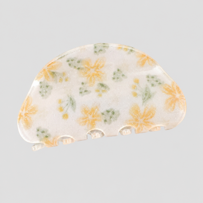 Dried Flower Print Shark Hair Claw Clip