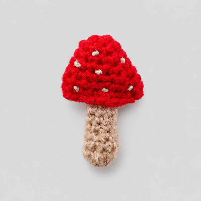 Crochet Mushroom Faux Wool Brooch