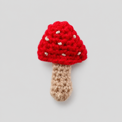 Crochet Mushroom Faux Wool Brooch