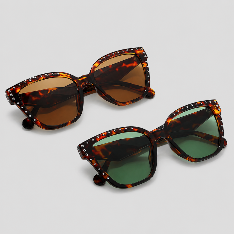 Retro Rivet Square Cat Eye Fashion Sunglasses