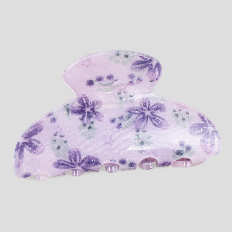 Dried Flower Print Shark Hair Claw Clip