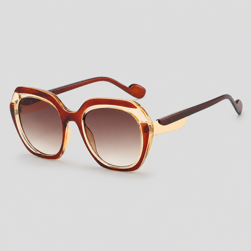 Oversized Two-tone Geometric Square Gradient Lens Sunglasses