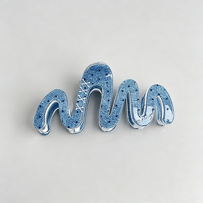Blue Heart Print Hair Claw Clips