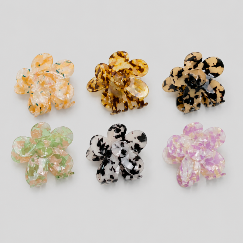 Floral Flower Shark Hair Claw Clip