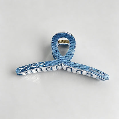 Blue Heart Print Hair Claw Clips