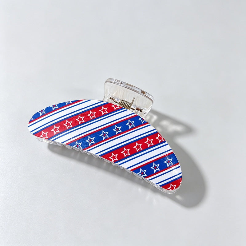 4th of July Crescent Print Hair Clip