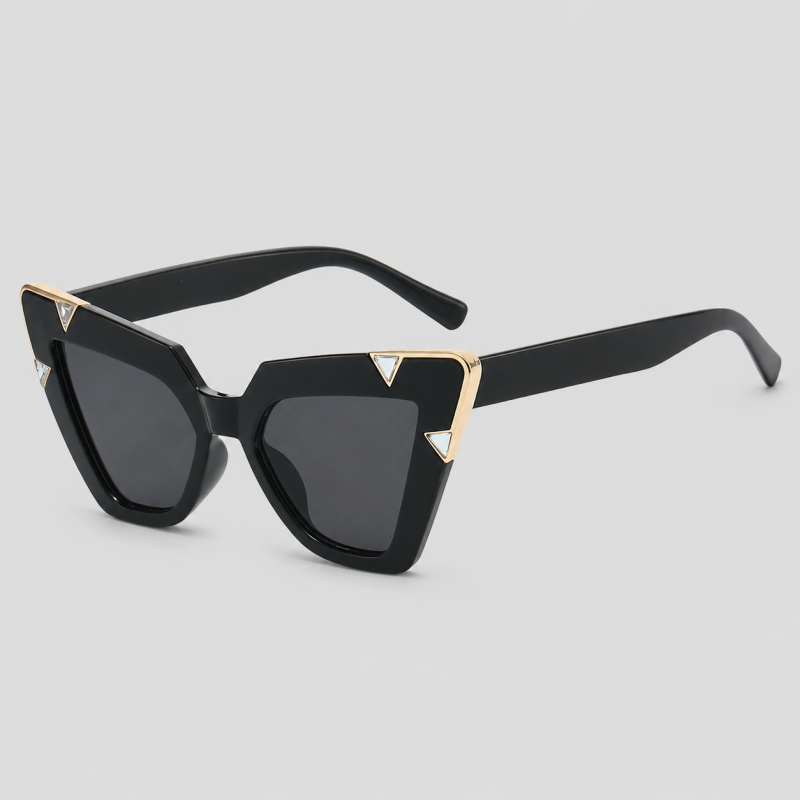 Four-Corner Triangle Metal Decor Cat Eye Sunglasses