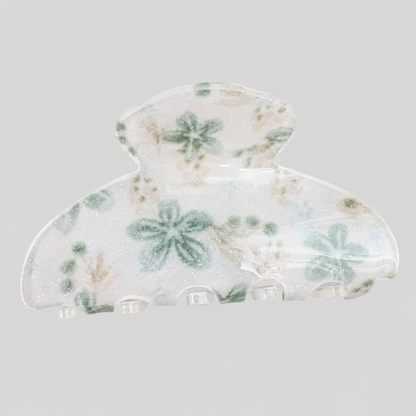 Dried Flower Print Shark Hair Claw Clip