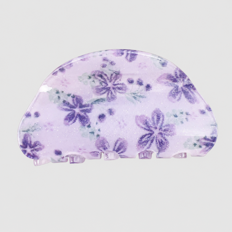 Dried Flower Print Shark Hair Claw Clip