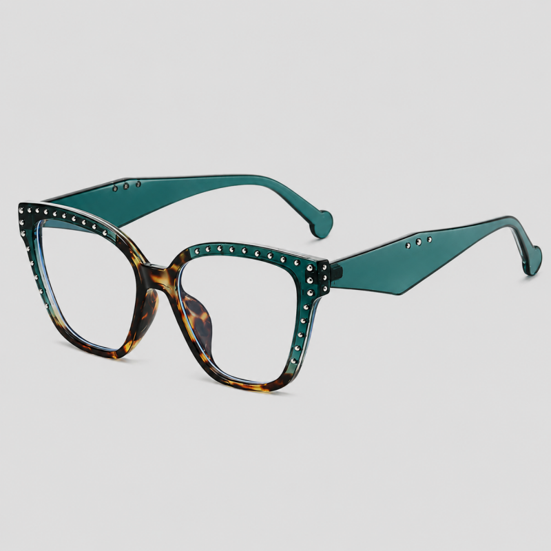 Retro Rivet Square Cat Eye Fashion Sunglasses