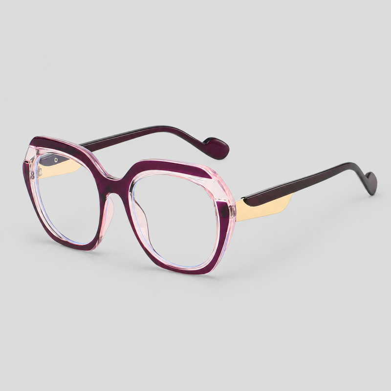 Oversized Two-tone Geometric Square Gradient Lens Sunglasses