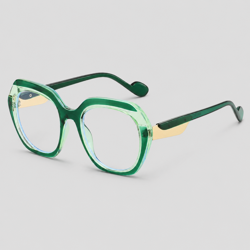 Oversized Two-tone Geometric Square Gradient Lens Sunglasses