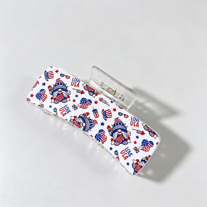 4th of July Crescent Print Hair Clip